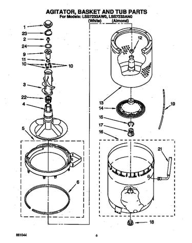 Agitator, basket and tub
