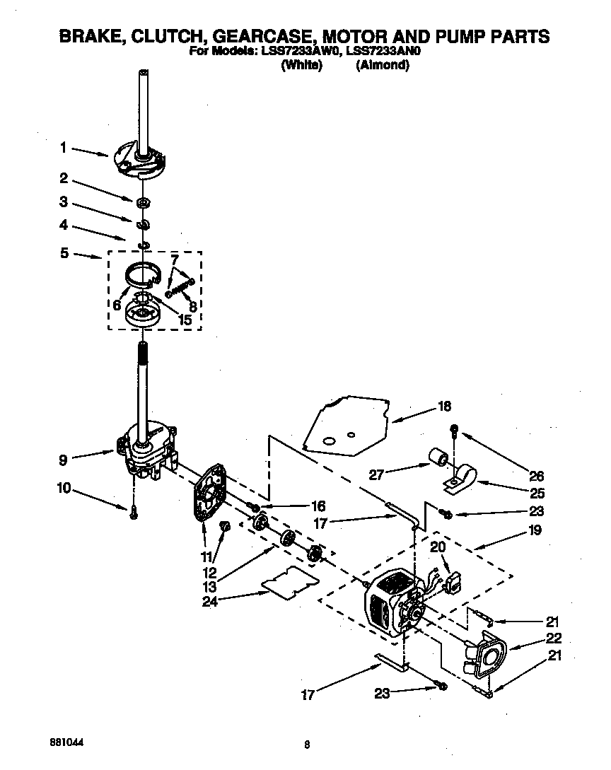 Brake, clutch, gearcase, motor and pump