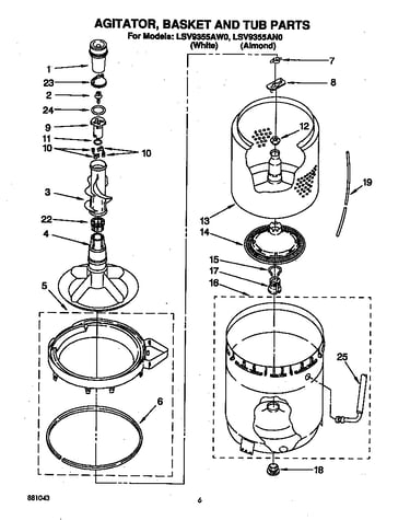 Agitator, basket and tub