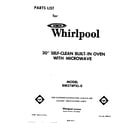 Whirlpool RM278PXL0 front cover diagram