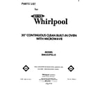 Whirlpool RM235PXL0 front cover diagram