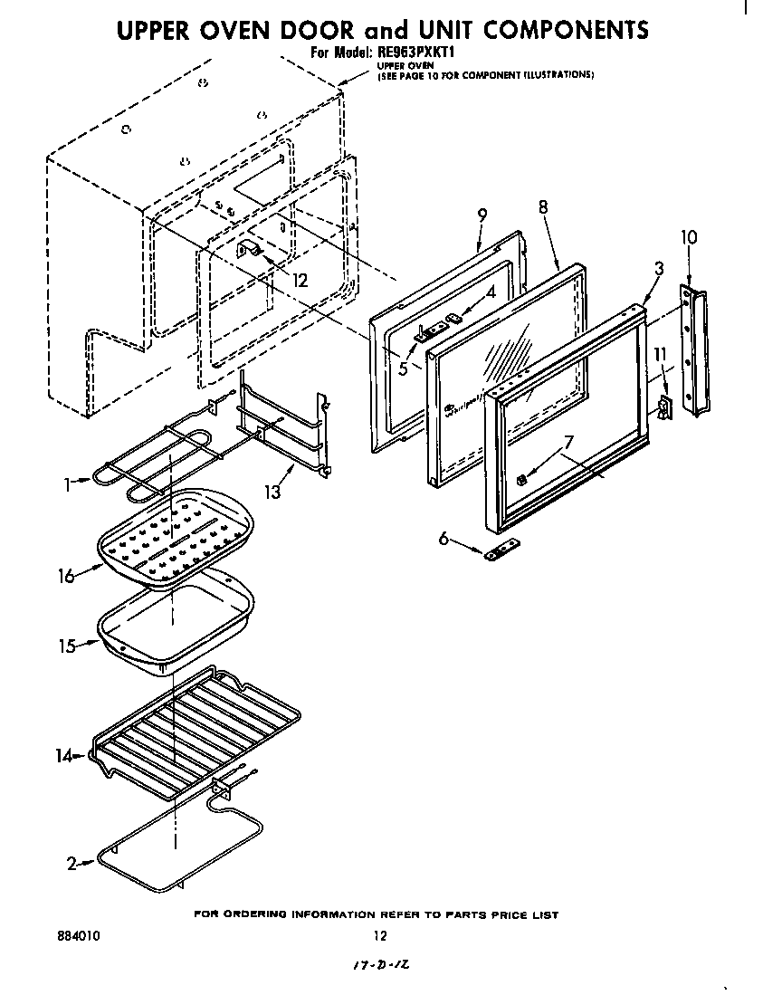 Upper oven door and unit