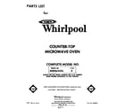 Whirlpool MW8650XL0 front cover diagram