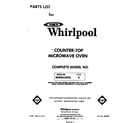 Whirlpool MW8550XL0 front cover diagram