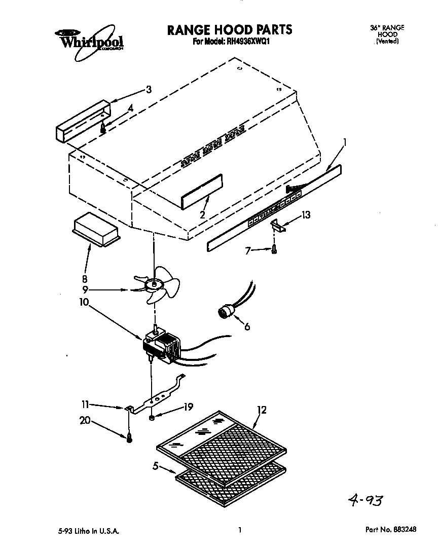 Range hood parts