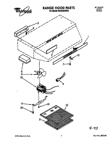 Range hood parts