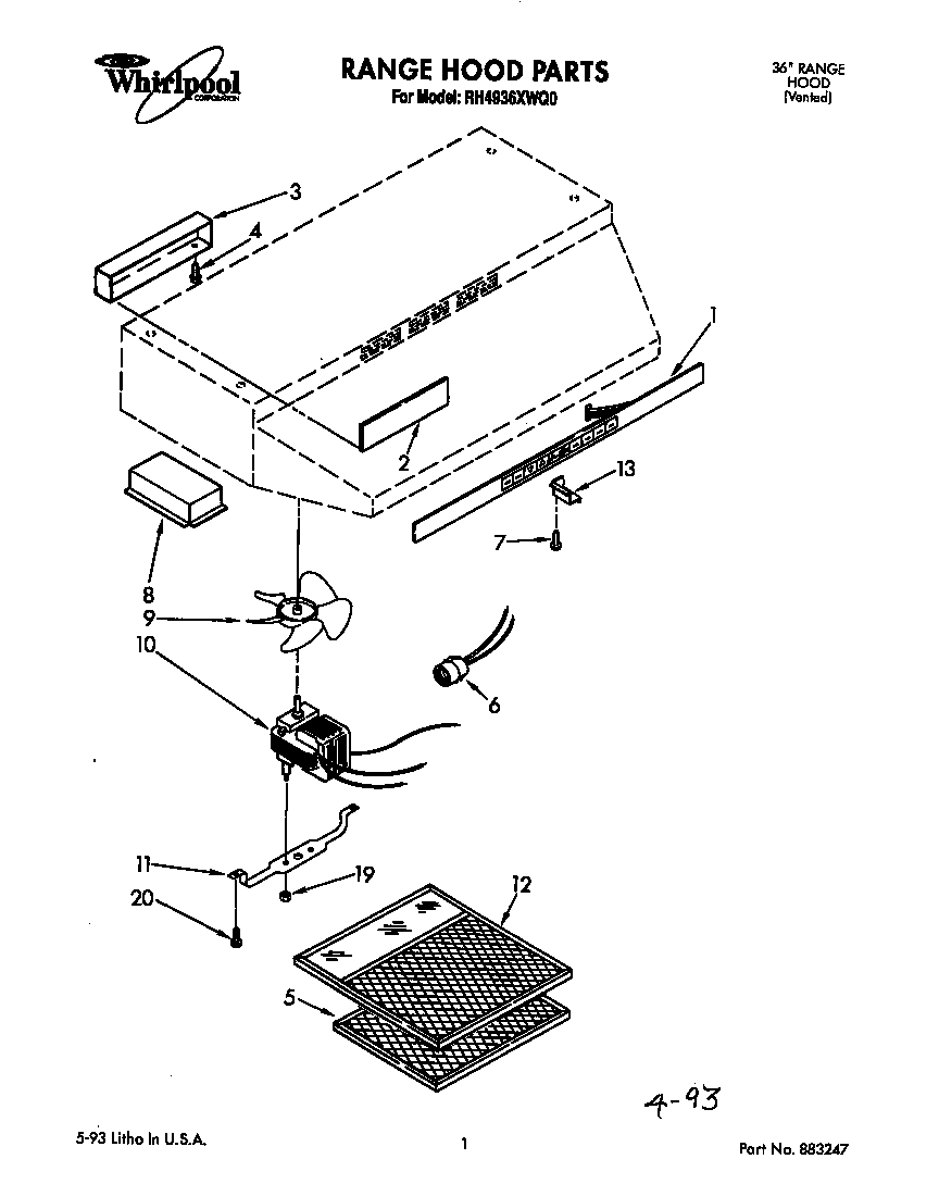 Range hood parts