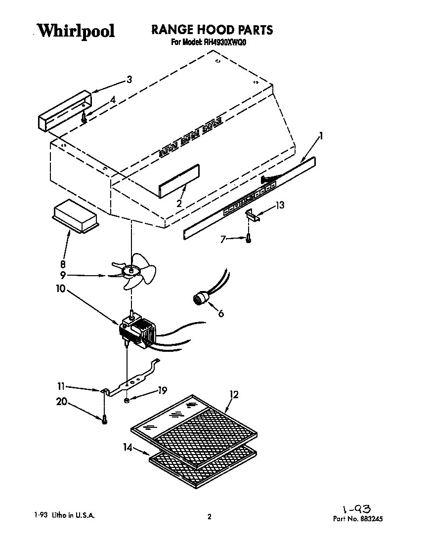 Range hood parts