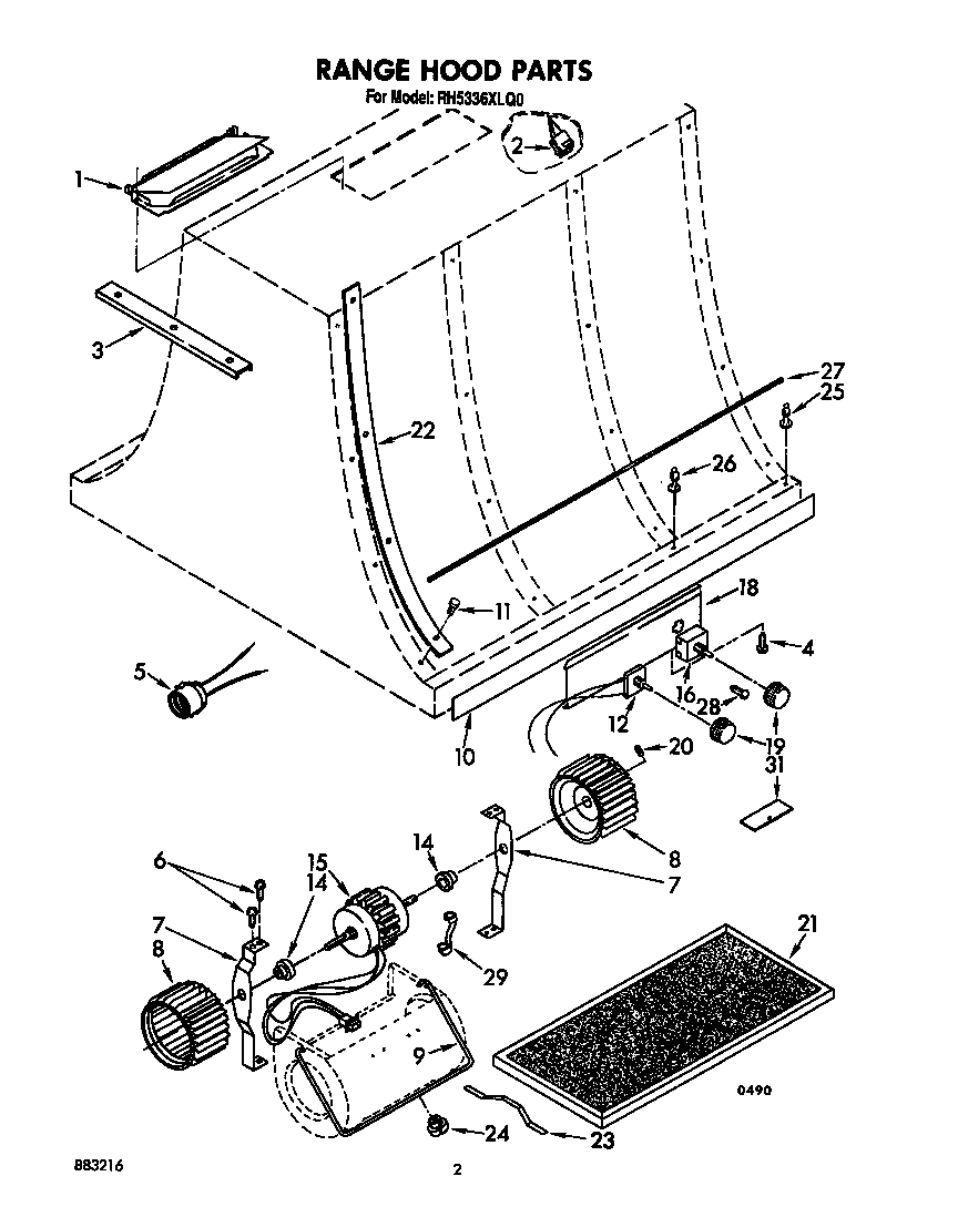 Range hood parts