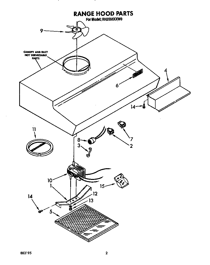 Range hood parts