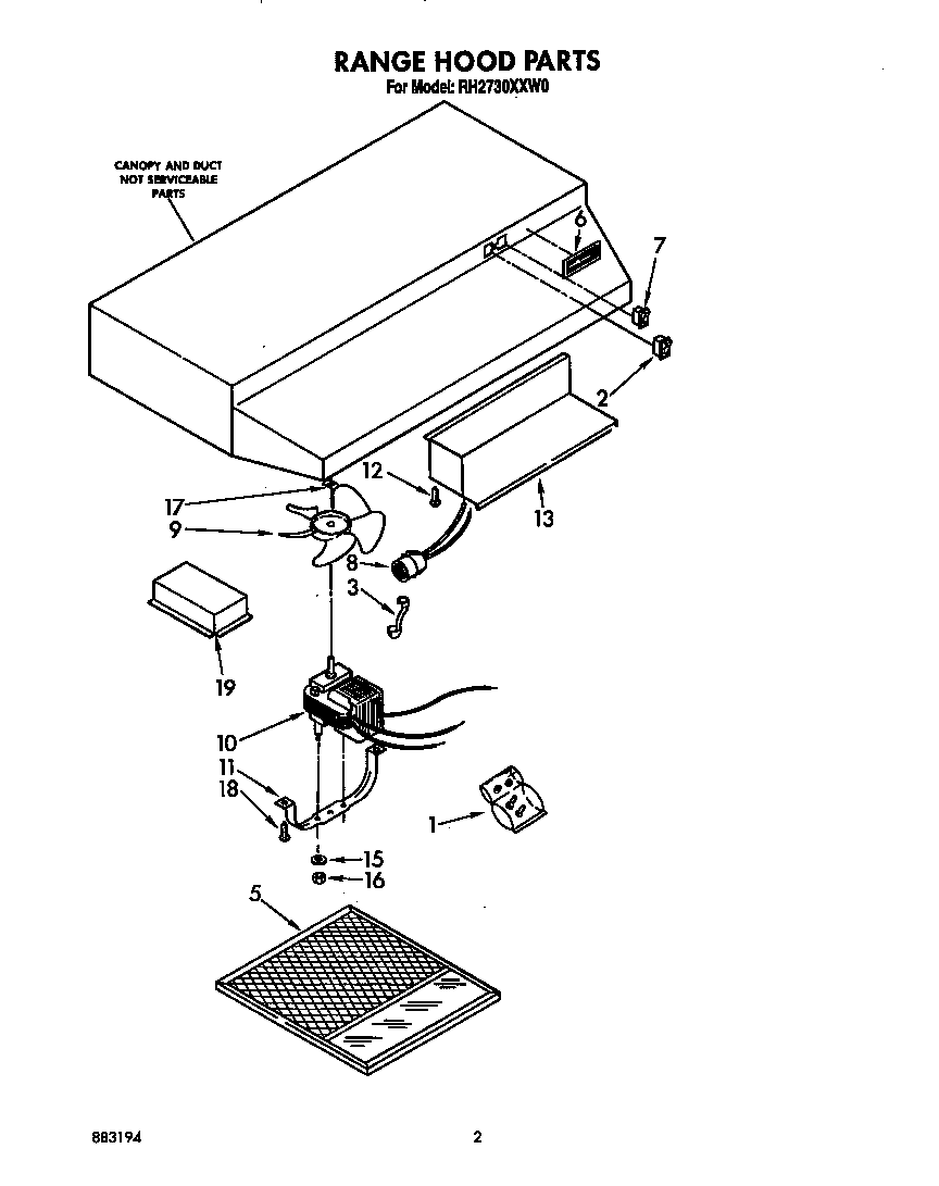 Range hood parts