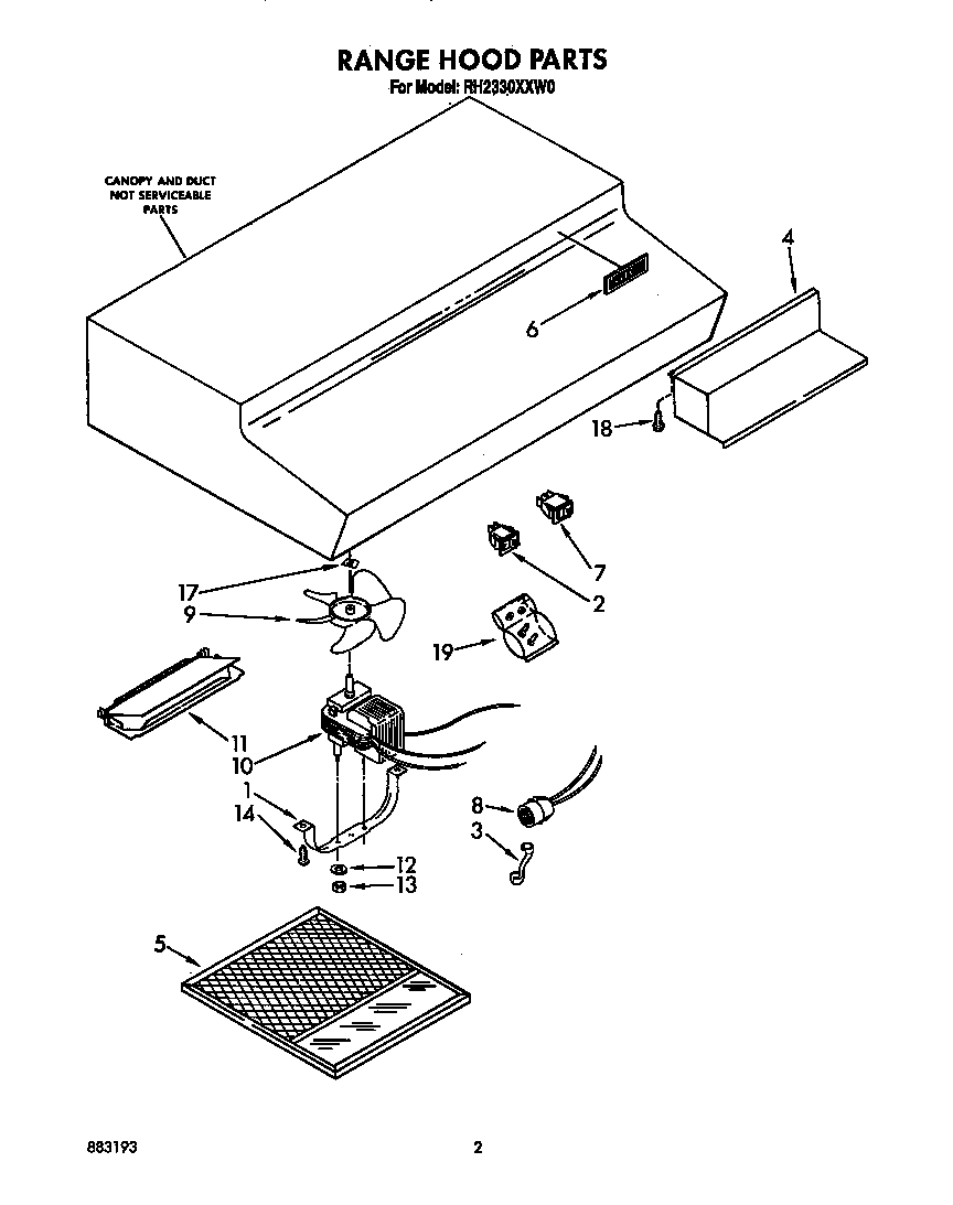 Range hood parts