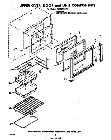 Upper oven door and unit