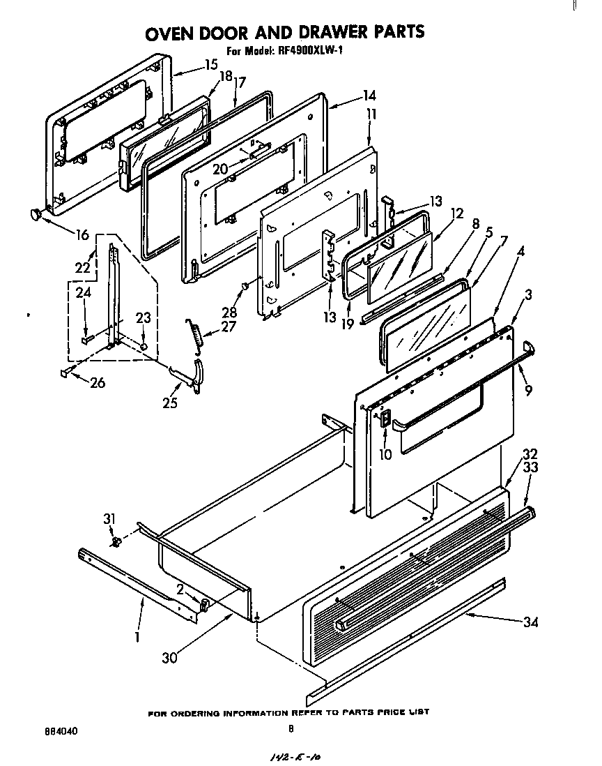 Oven door and drawer