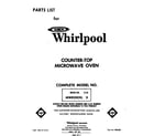 Whirlpool MW8200XL0 front cover diagram