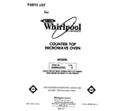 Whirlpool MW8650XL2 front cover diagram