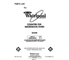 Whirlpool MW8500XP0 front cover diagram