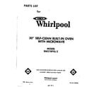 Whirlpool RM278PXL2 front cover diagram