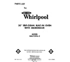 Whirlpool RM275PXL2 front cover diagram