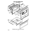 Whirlpool RE963PXPT0 door and drawer diagram