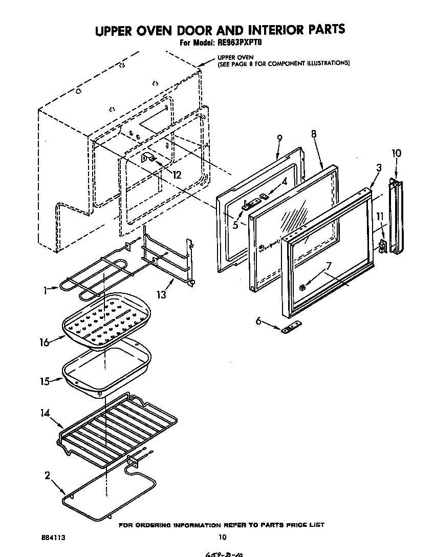 Upper oven door and interior