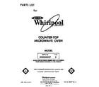 Whirlpool MW8200XP0 front cover diagram