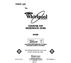 Whirlpool MW8450XP0 front cover diagram