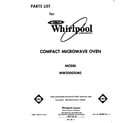 Whirlpool MW3000XM0 front cover diagram