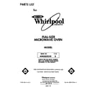 Whirlpool MW8800XR0 front cover diagram