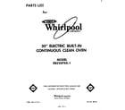Whirlpool RB220PXK1 front cover diagram