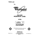 Whirlpool MW8200XR0 front cover diagram