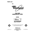 Whirlpool MW8600XR0 front cover diagram
