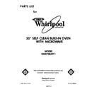 Whirlpool RM278BXP1 front cover diagram