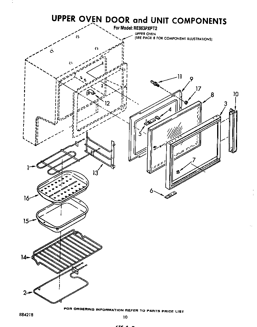 UPPER OVEN DOOR AND UNIT COMPONENTS