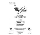 Whirlpool MW840EXR0 front cover diagram
