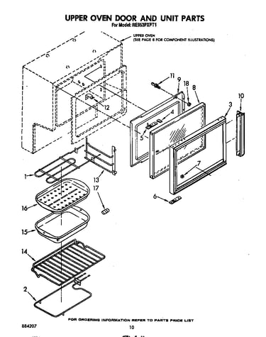 Upper oven door and unit