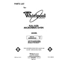 Whirlpool MW8650XR0 front cover diagram