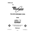 Whirlpool MW8570XR0 front cover diagram