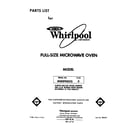 Whirlpool MW8900XS0 front cover diagram
