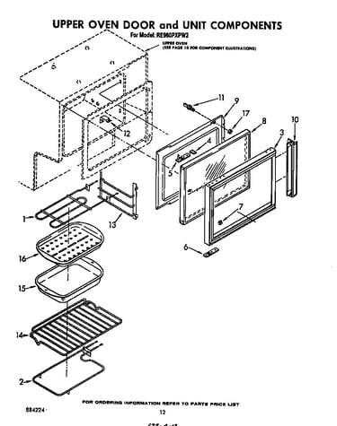 Upper oven door and unit