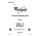 Whirlpool MW8900XS2 front cover diagram
