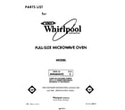 Whirlpool MW8800XS2 front cover diagram