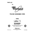 Whirlpool MW8570XR1 front cover diagram