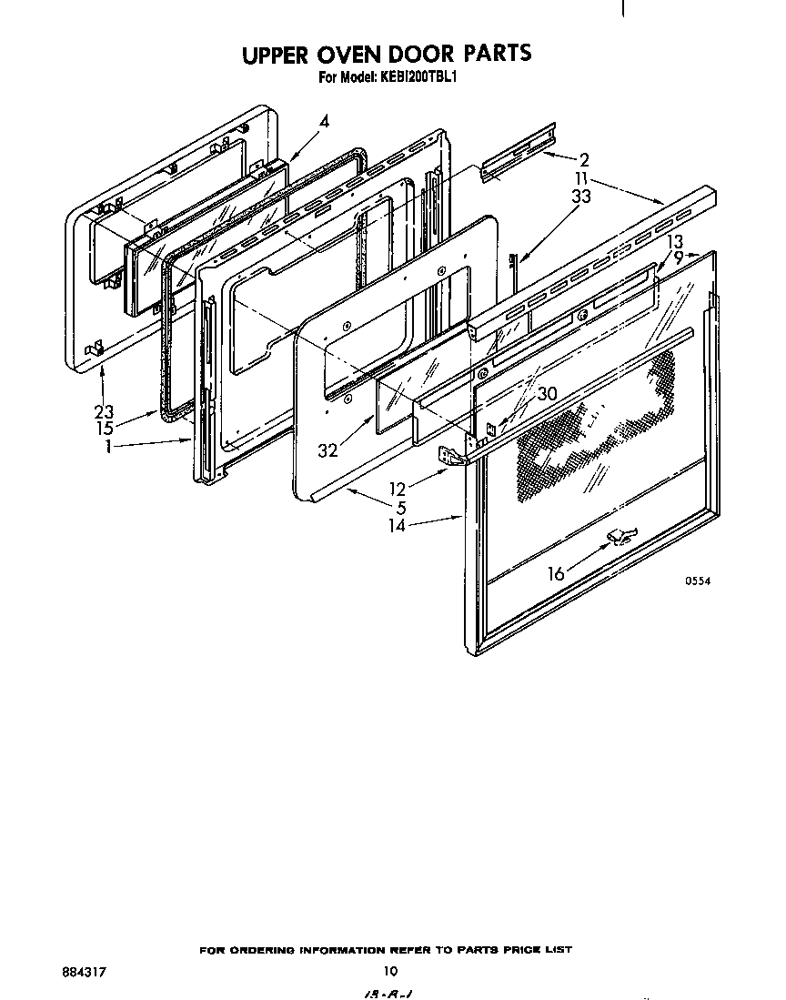 Upper oven door