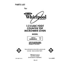 Whirlpool MW8650XS4 front cover diagram