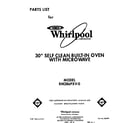 Whirlpool RM286PXV0 front cover diagram