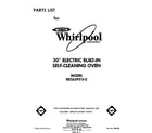 Whirlpool RB265PXV0 front cover diagram