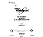 Whirlpool RB266PXV1 front cover diagram
