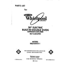 Whirlpool RB276PXV1 front cover diagram