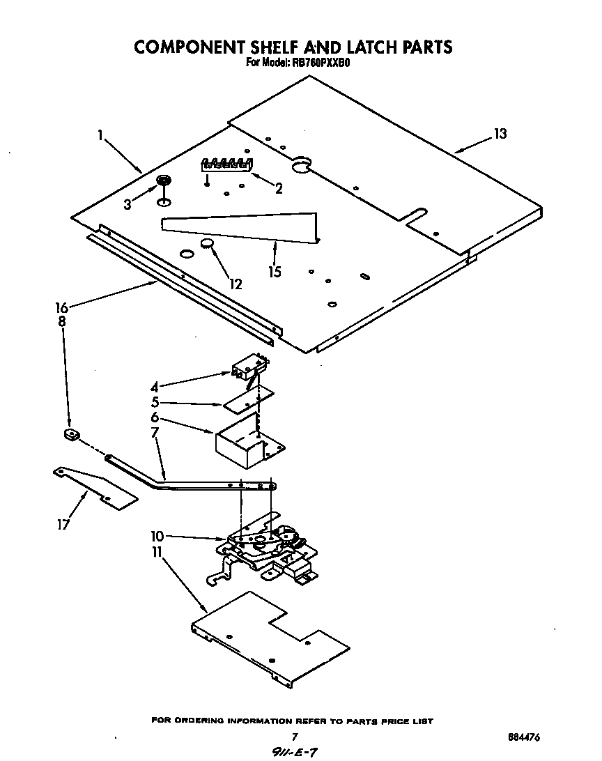 Component shelf and latch
